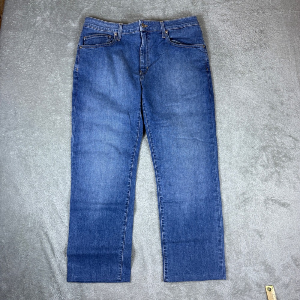 Aviator Jeans Mens 36‎ (Fits 36x27) Straight Faded Whiskered Stretch Blue Denim